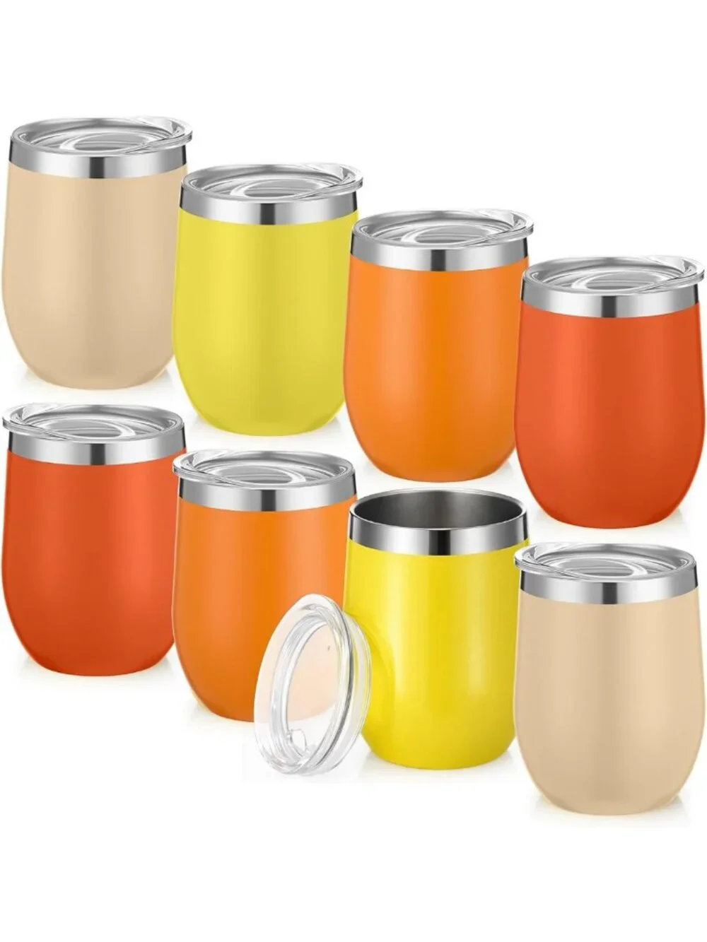 12oz Insulated Wine Tumblers with Lid - Gradient Color, Reusable Travel Mugs (8
